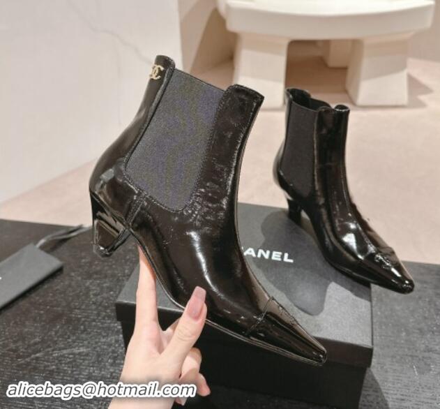 Best Product Chanel Calfskin Heel Pointed Ankle Boots Black 909099