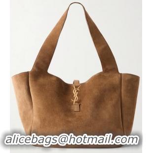 Famous Brand SAINT LAURENT Le 5 A 7 Bea Suede Tote YA8741 Brown