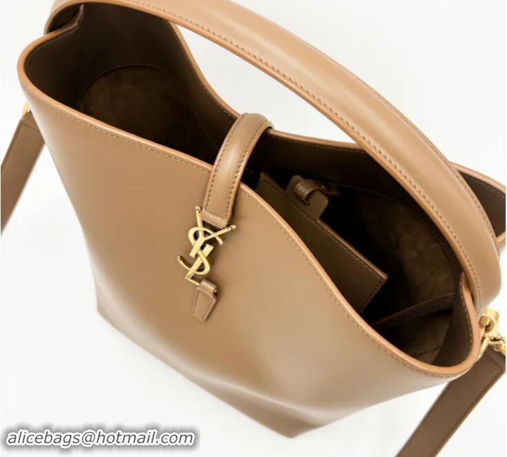 Famous Brand Saint Laurent Le 37 Small Leather Bucket Bag Y84130 Brown