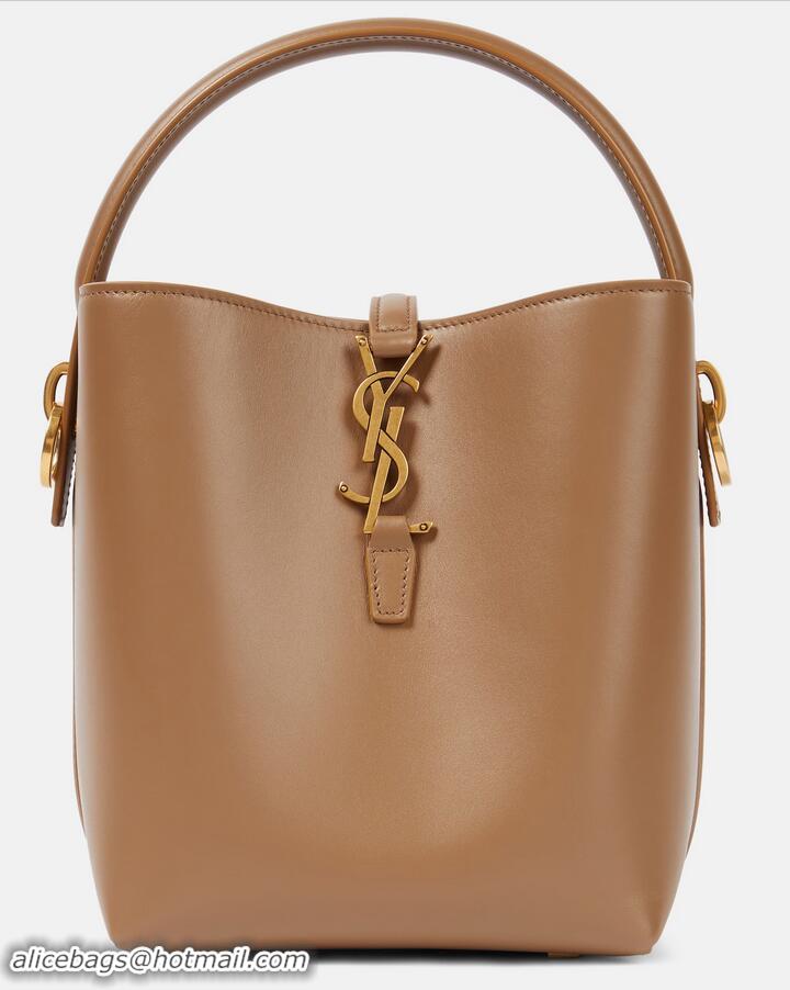 Famous Brand Saint Laurent Le 37 Small Leather Bucket Bag Y84130 Brown