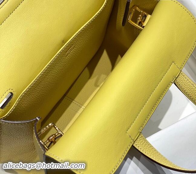 Promotional Hermes Halzan 25cm Bag in Togo Calfskin H092501 Chick Yellow 2024