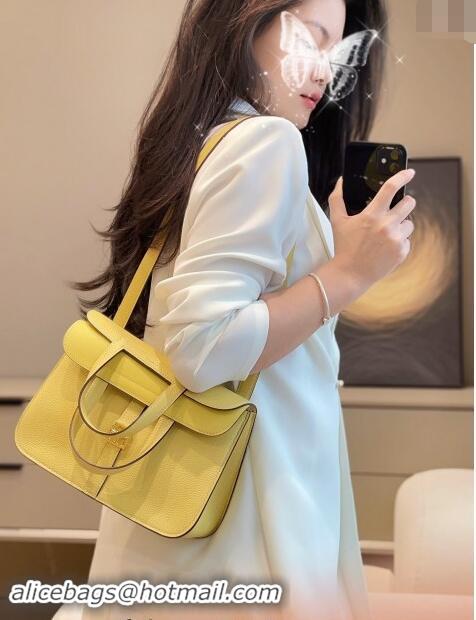 Promotional Hermes Halzan 25cm Bag in Togo Calfskin H092501 Chick Yellow 2024