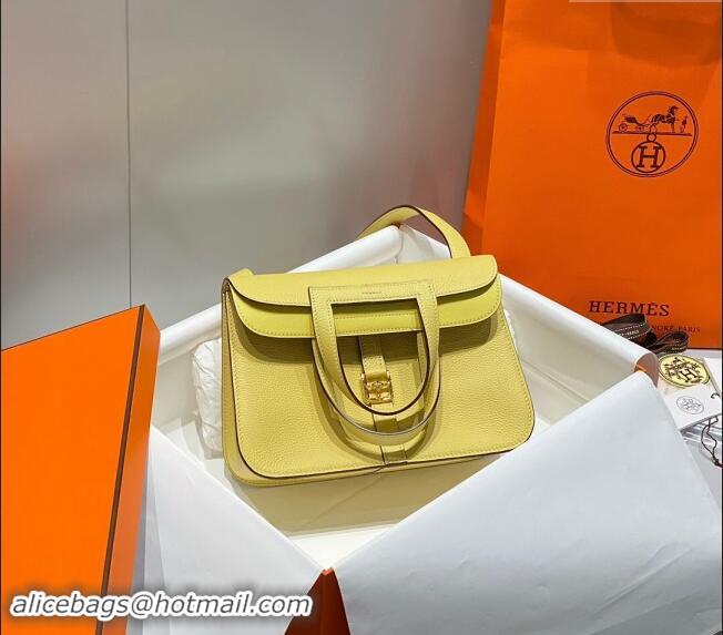 Promotional Hermes Halzan 25cm Bag in Togo Calfskin H092501 Chick Yellow 2024