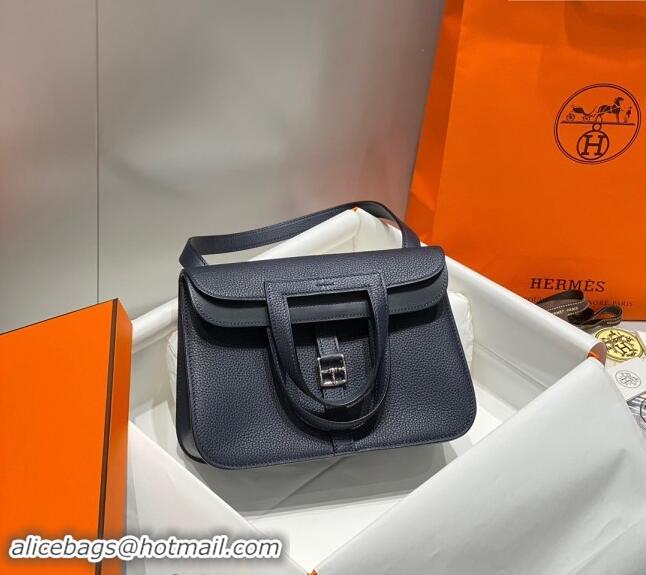 Best Price Hermes Halzan 25cm Bag in Togo Calfskin H092501 Midnight Blue 2024