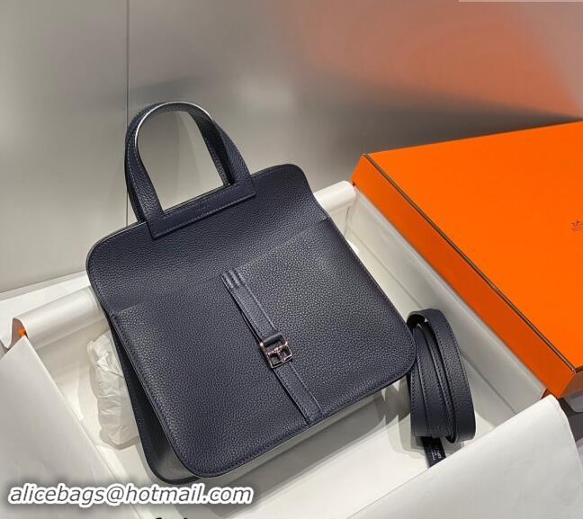 Best Price Hermes Halzan 25cm Bag in Togo Calfskin H092501 Midnight Blue 2024