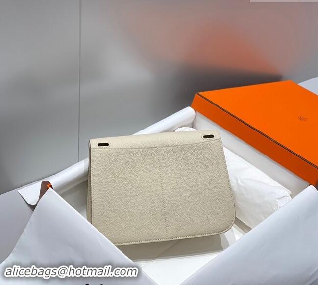 Trendy Design Hermes Halzan 25cm Bag in Togo Calfskin Cream H092501 White/Silver 2024