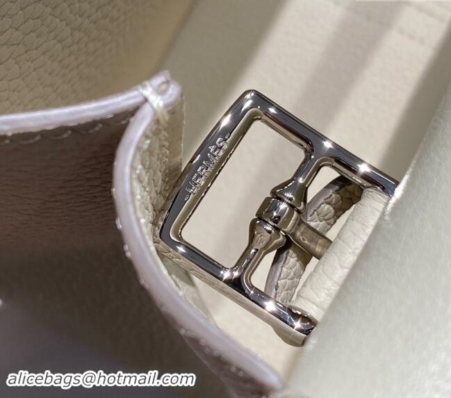 Trendy Design Hermes Halzan 25cm Bag in Togo Calfskin Cream H092501 White/Silver 2024