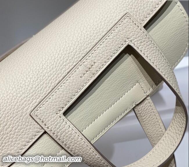 Trendy Design Hermes Halzan 25cm Bag in Togo Calfskin Cream H092501 White/Silver 2024