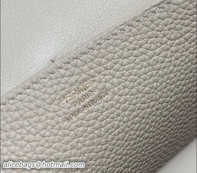 Top Grade Hermes Halzan 25cm Bag in Togo Calfskin Cream H092501 White/Gold 2024