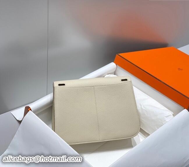 Top Grade Hermes Halzan 25cm Bag in Togo Calfskin Cream H092501 White/Gold 2024