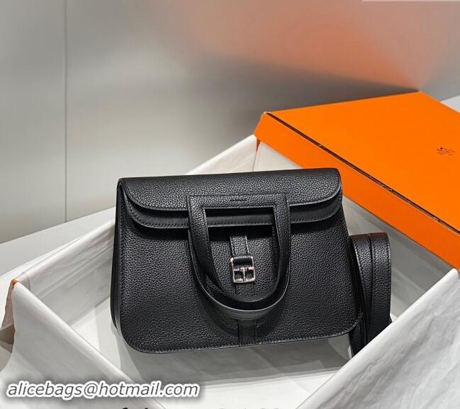 Good Looking Hermes Halzan 25cm Bag in Togo Calfskin H092501 Black/Silver 2024