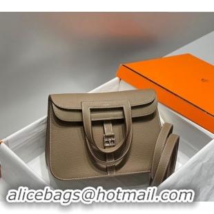 Luxury Cheap Hermes Halzan 25cm Bag in Togo Calfskin H092501 Elephant Grey/Silver 2024