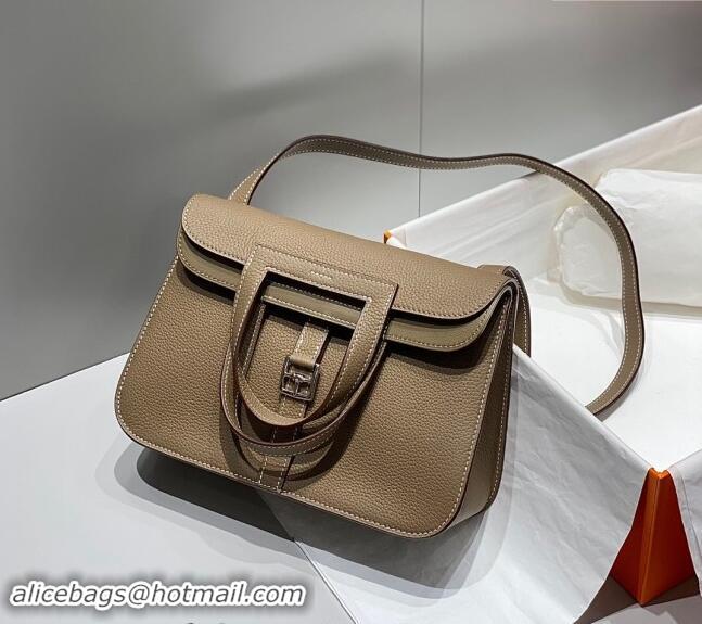 Luxury Cheap Hermes Halzan 25cm Bag in Togo Calfskin H092501 Elephant Grey/Silver 2024