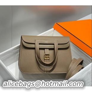 Grade Quality Hermes Halzan 25cm Bag in Togo Calfskin H092501 Elephant Grey/Gold 2024