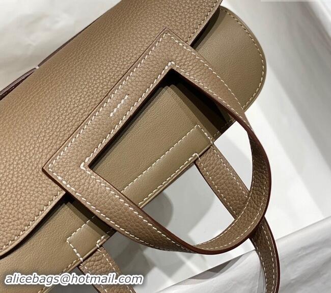 Grade Quality Hermes Halzan 25cm Bag in Togo Calfskin H092501 Elephant Grey/Gold 2024