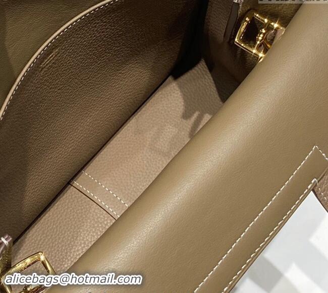 Grade Quality Hermes Halzan 25cm Bag in Togo Calfskin H092501 Elephant Grey/Gold 2024