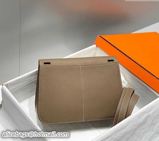 Grade Quality Hermes Halzan 25cm Bag in Togo Calfskin H092501 Elephant Grey/Gold 2024