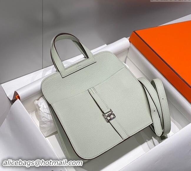 Luxury Discount Hermes Halzan 25cm Bag in Togo Calfskin H092501 Bubble Green 2024