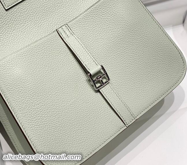 Luxury Discount Hermes Halzan 25cm Bag in Togo Calfskin H092501 Bubble Green 2024