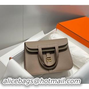 Top Grade Hermes Halzan 25cm Bag in Togo Calfskin H092501 Pitch Grey 2024