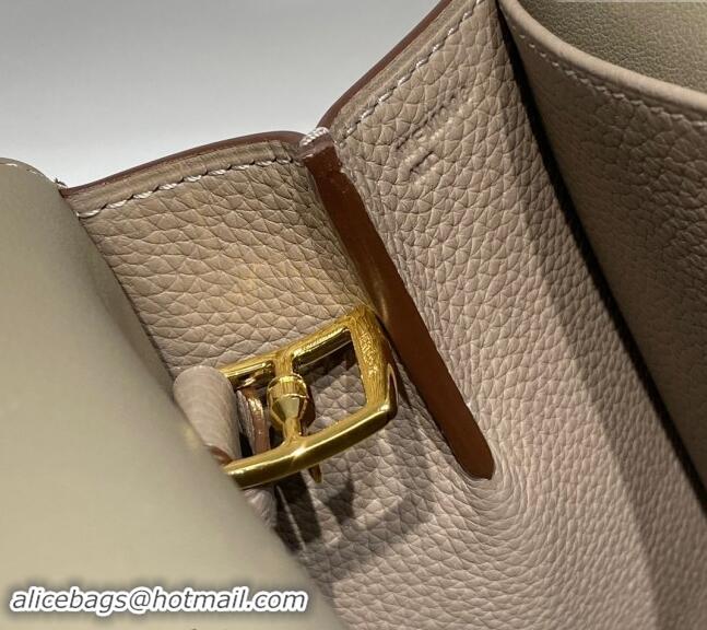 Top Grade Hermes Halzan 25cm Bag in Togo Calfskin H092501 Pitch Grey 2024