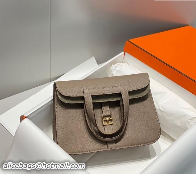 Top Grade Hermes Halzan 25cm Bag in Togo Calfskin H092501 Pitch Grey 2024