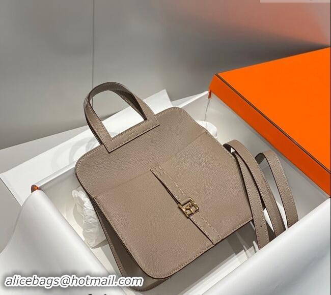 Top Grade Hermes Halzan 25cm Bag in Togo Calfskin H092501 Pitch Grey 2024