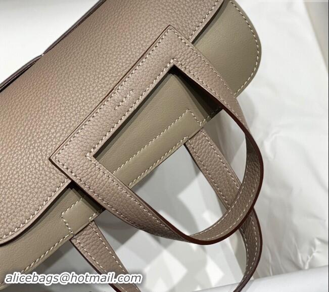 Top Grade Hermes Halzan 25cm Bag in Togo Calfskin H092501 Pitch Grey 2024