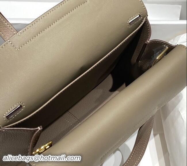 Top Grade Hermes Halzan 25cm Bag in Togo Calfskin H092501 Pitch Grey 2024