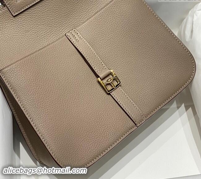 Top Grade Hermes Halzan 25cm Bag in Togo Calfskin H092501 Pitch Grey 2024