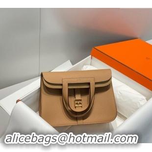 New Style Hermes Halzan 25cm Bag in Togo Calfskin H092501 Milky Tea Beige 2024