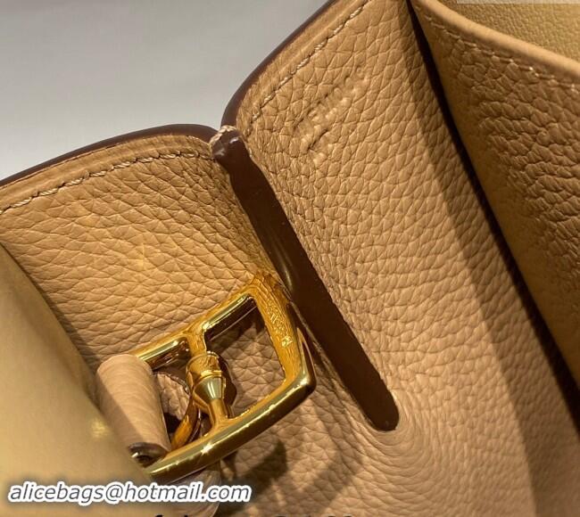 New Style Hermes Halzan 25cm Bag in Togo Calfskin H092501 Milky Tea Beige 2024