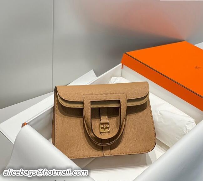 New Style Hermes Halzan 25cm Bag in Togo Calfskin H092501 Milky Tea Beige 2024