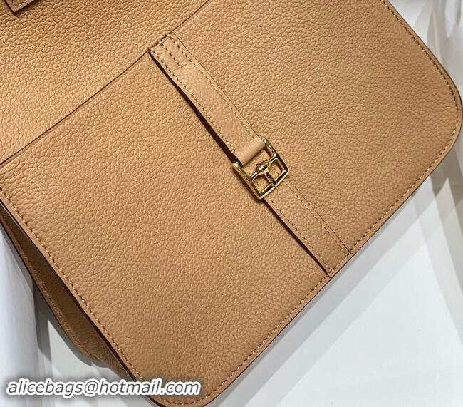 New Style Hermes Halzan 25cm Bag in Togo Calfskin H092501 Milky Tea Beige 2024