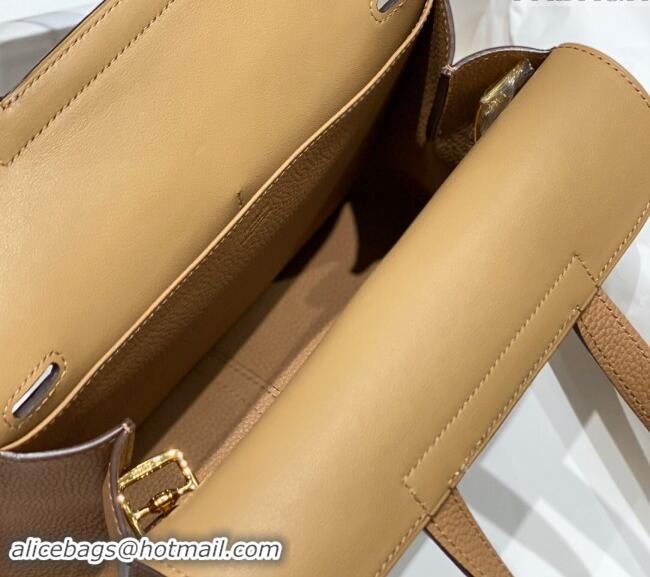 New Style Hermes Halzan 25cm Bag in Togo Calfskin H092501 Milky Tea Beige 2024