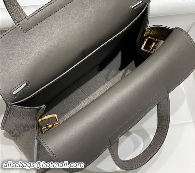 Top Grade Hermes Halzan 25cm Bag in Togo Calfskin H092501 Cloud Grey 2024