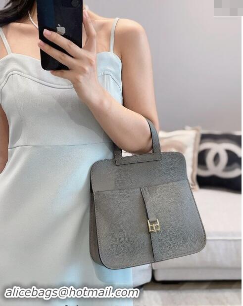 Top Grade Hermes Halzan 25cm Bag in Togo Calfskin H092501 Cloud Grey 2024