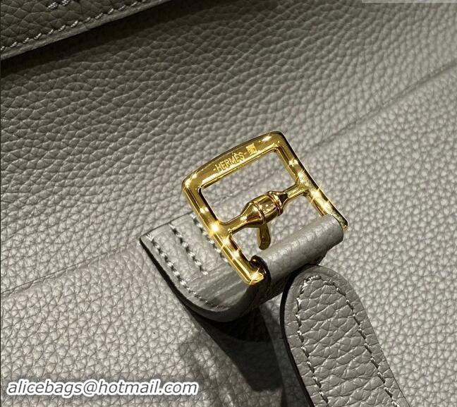 Top Grade Hermes Halzan 25cm Bag in Togo Calfskin H092501 Cloud Grey 2024