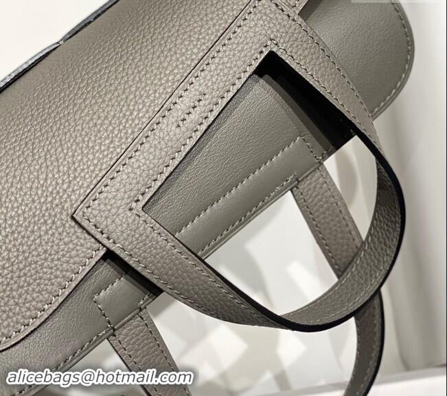 Top Grade Hermes Halzan 25cm Bag in Togo Calfskin H092501 Cloud Grey 2024