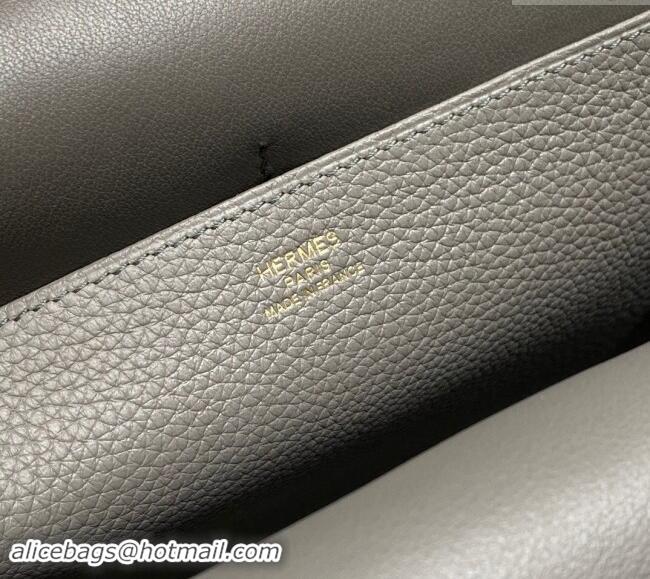 Top Grade Hermes Halzan 25cm Bag in Togo Calfskin H092501 Cloud Grey 2024