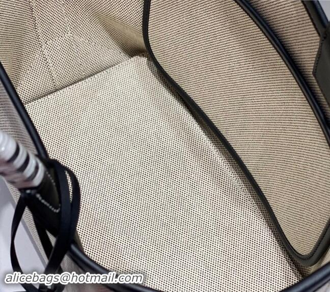 Super Quality Hermes Steeple Tote Bag 28cm in Canvas and Calfskin H5018 Natural/Black 2024 (Half Handmade)