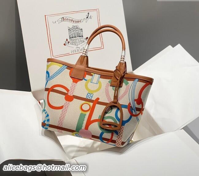 Famous Brand Hermes Steeple Tote Bag 28cm in Printed Canvas and Calfskin H5018 Brown 2024 (Half Handmade)