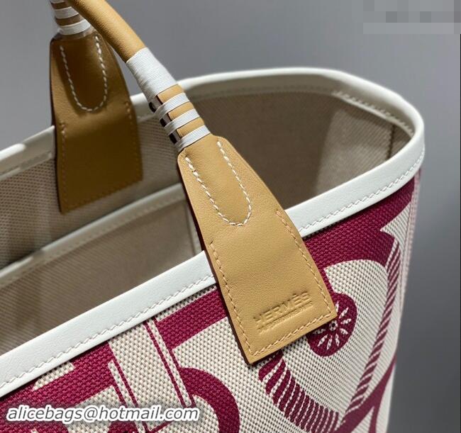 Best Quality Hermes Steeple Tote Bag 28cm in Printed Canvas and Calfskin H5019 Beige 2024 (Half Handmade)