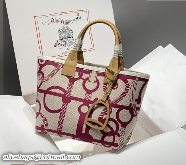 Best Quality Hermes Steeple Tote Bag 28cm in Printed Canvas and Calfskin H5019 Beige 2024 (Half Handmade)