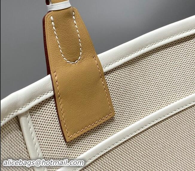 Best Quality Hermes Steeple Tote Bag 28cm in Printed Canvas and Calfskin H5019 Beige 2024 (Half Handmade)