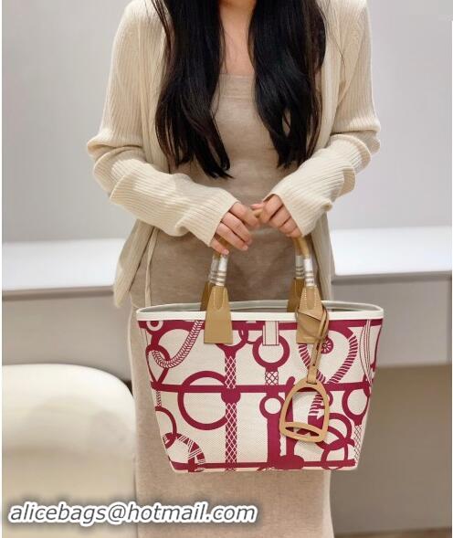 Best Quality Hermes Steeple Tote Bag 28cm in Printed Canvas and Calfskin H5019 Beige 2024 (Half Handmade)