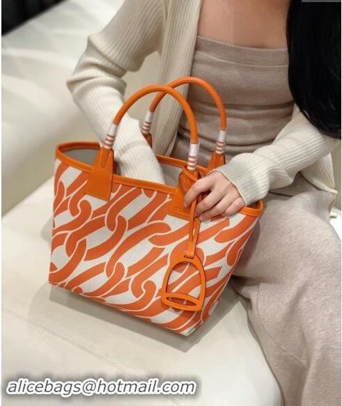 New Fashion Hermes Steeple Tote Bag 28cm in Printed Canvas and Calfskin H5019 Orange 2024 (Half Handmade)