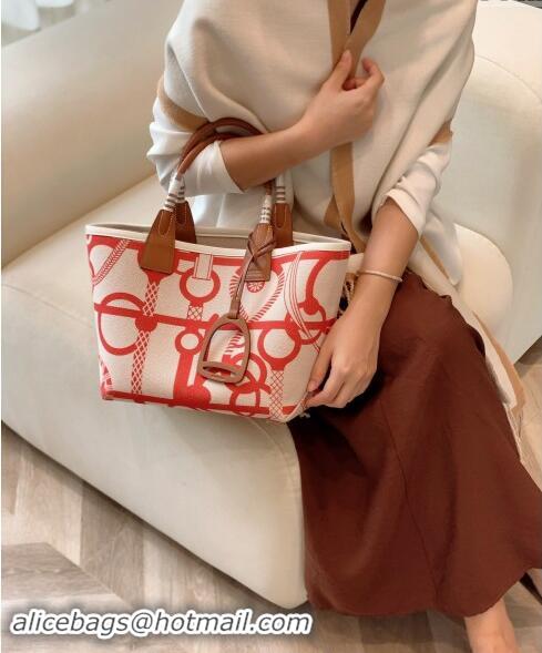 Popular Style Hermes Steeple Tote Bag 28cm in Printed Canvas and Calfskin H5019 Brown 2024 (Half Handmade)