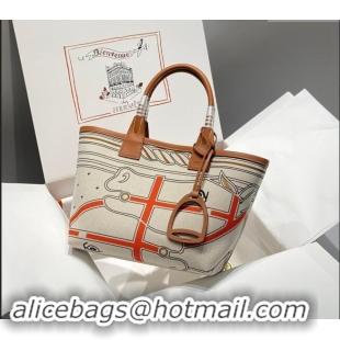 Classic Hermes Steeple Tote Bag 28cm in Printed Canvas and Calfskin H5019 Brown 2024 (Half Handmade)