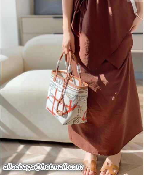 Classic Hermes Steeple Tote Bag 28cm in Printed Canvas and Calfskin H5019 Brown 2024 (Half Handmade)